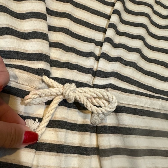 GAP Size L Cotton Knit Ivory Gray Striped Nautical Dress Rope Bow Belt R $69 - Picture 9 of 11